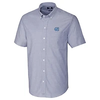 Men's Cutter & Buck Carolina Blue North Carolina Tar Heels Stretch Oxford Button-Down Short Sleeve Shirt