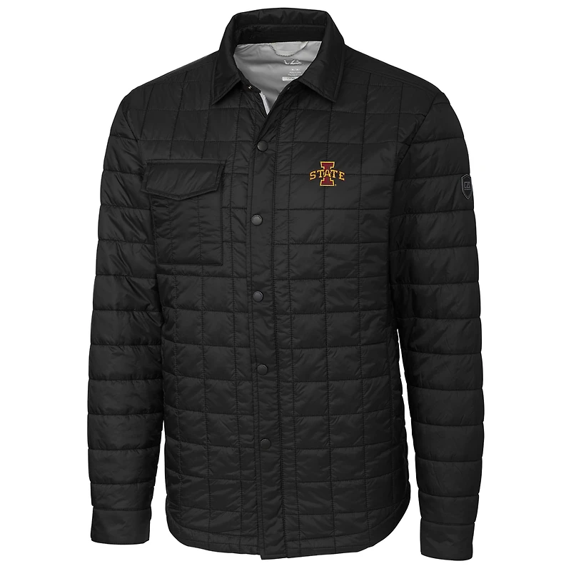 Men's Cutter & Buck Black Iowa State Cyclones Rainier Full-Snap Shirt Jacket