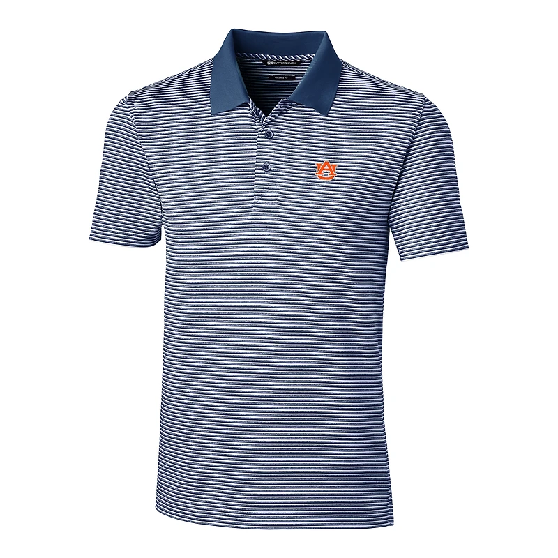 Men's Cutter & Buck Navy Auburn Tigers Forge Tonal Stripe Tailored Fit Polo Shirt