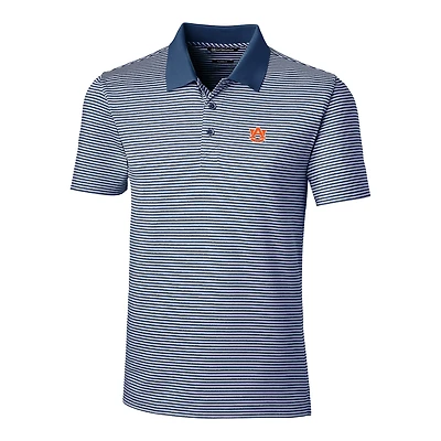 Men's Cutter & Buck Navy Auburn Tigers Forge Tonal Stripe Tailored Fit Polo Shirt
