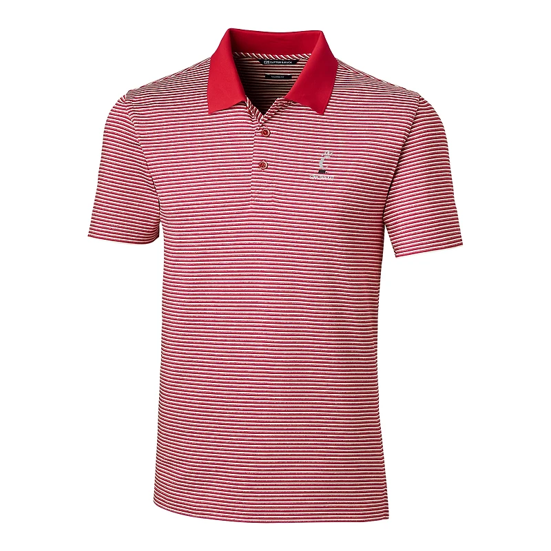 Men's Cutter & Buck Red Cincinnati Bearcats Forge Tonal Stripe Tailored Fit Polo Shirt