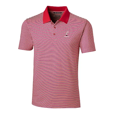 Men's Cutter & Buck Red Cincinnati Bearcats Forge Tonal Stripe Tailored Fit Polo Shirt