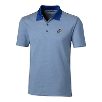 Men's Cutter & Buck Royal Kansas Jayhawks Forge Tonal Stripe Tailored Fit Polo Shirt