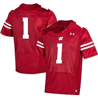 Men's Under Armour #1 Red Wisconsin Badgers Replica Football Jersey