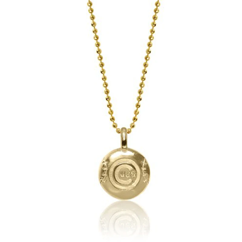 Women's Alex Woo Chicago Cubs 14k Yellow Gold Disc Necklace