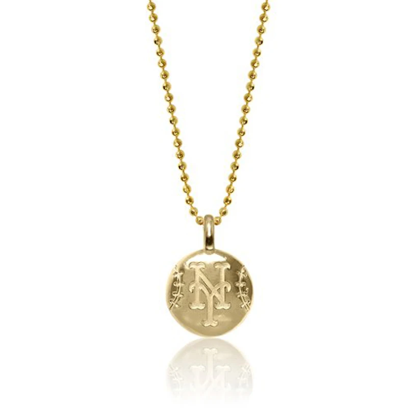 Women's Alex Woo New York Mets 14k Yellow Gold Disc Necklace