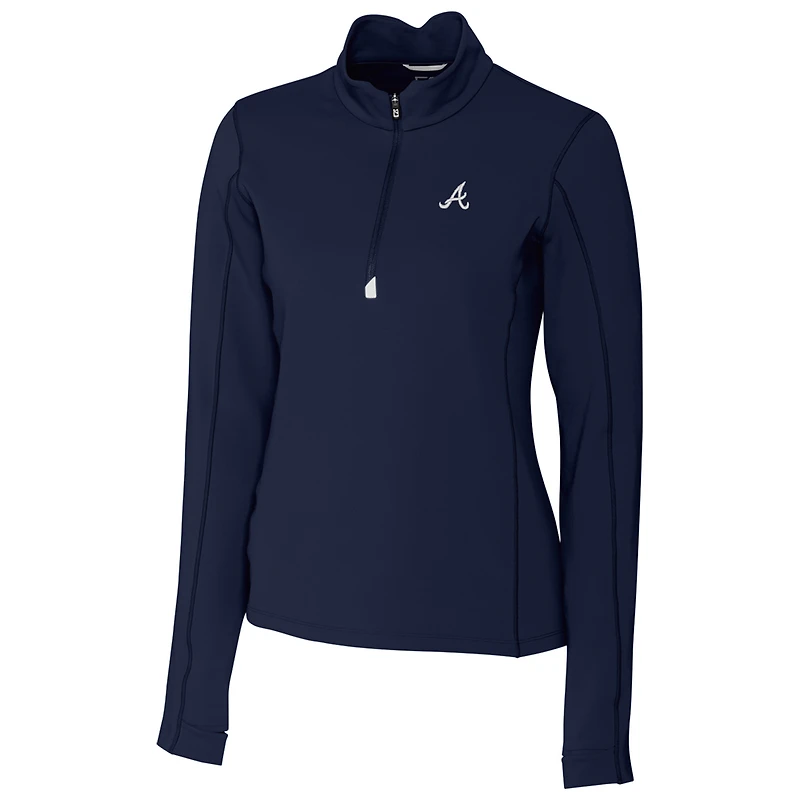 Women's Cutter & Buck Navy Atlanta Braves Traverse Half-Zip Pullover Jacket