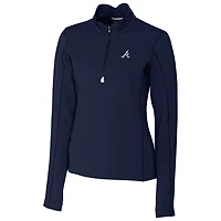 Women's Cutter & Buck Navy Atlanta Braves Traverse Half-Zip Pullover Jacket