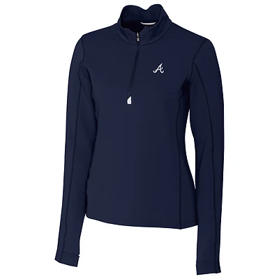 Women's Cutter & Buck Navy Atlanta Braves Traverse Half-Zip Pullover Jacket