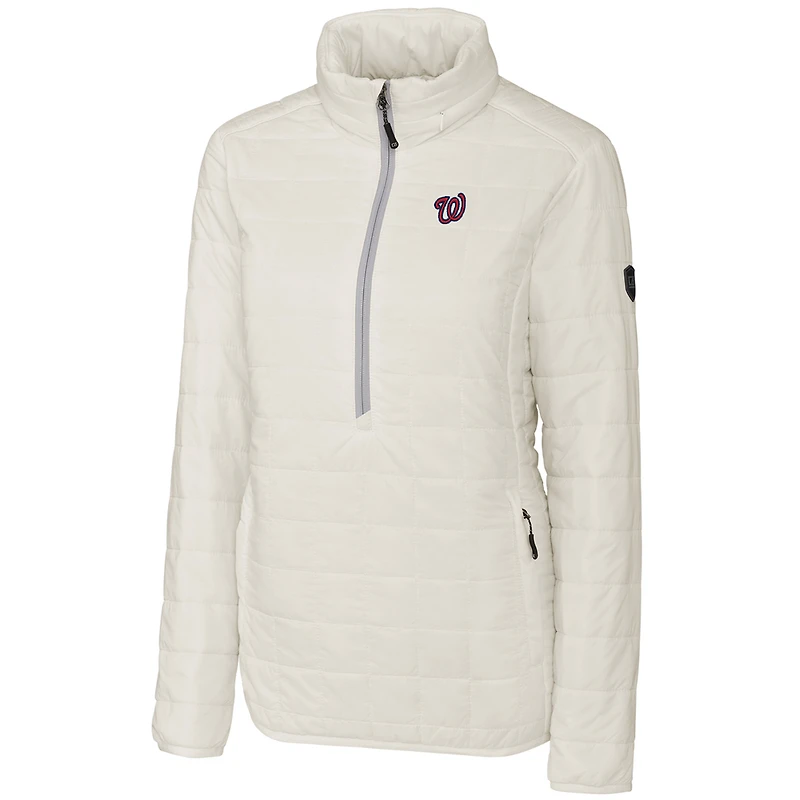 Women's Cutter & Buck White Washington Nationals Rainier Half-Zip Popover Jacket