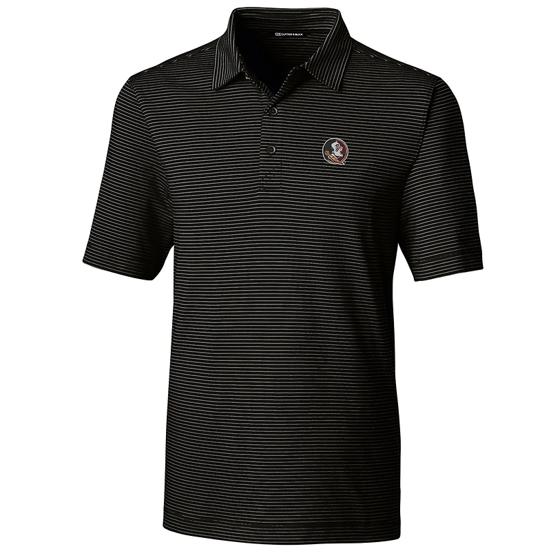 Men's Cutter & Buck Black Florida State Seminoles Big & Tall Forge Pencil Stripe Polo