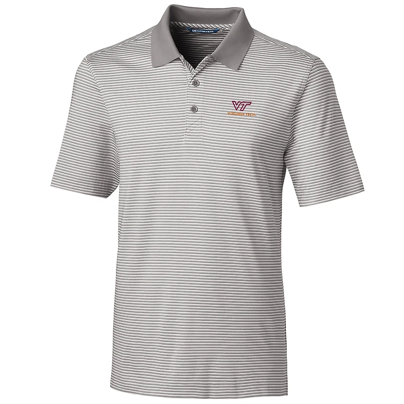 Men's Cutter & Buck Gray Virginia Tech Hokies Big & Tall Forge Tonal Stripe Polo