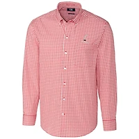 Men's Cutter & Buck Red Cincinnati Bearcats Big & Tall Stretch Gingham Long Sleeve Button Down Shirt