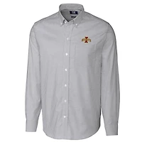 Men's Cutter & Buck Charcoal Iowa State Cyclones Big & Tall Stretch Oxford Stripe Long Sleeve Button Down Shirt