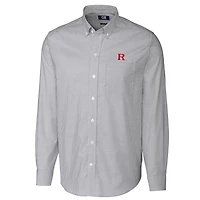 Men's Cutter & Buck Charcoal Rutgers Scarlet Knights Big & Tall Stretch Oxford Stripe Long Sleeve Button Down Shirt