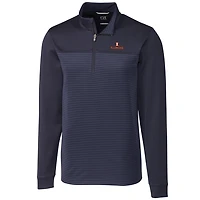 Men's Cutter & Buck Navy Illinois Fighting Illini Big & Tall Traverse Stripe Half-Zip Pullover Jacket