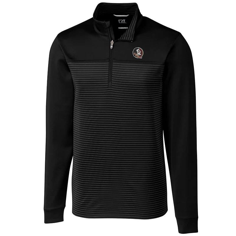 Men's Cutter & Buck Black Florida State Seminoles Big & Tall Traverse Stripe Half-Zip Pullover Jacket
