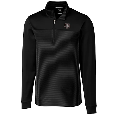 Men's Cutter & Buck Black Texas A&M Aggies Big & Tall Traverse Stripe Half-Zip Pullover Jacket