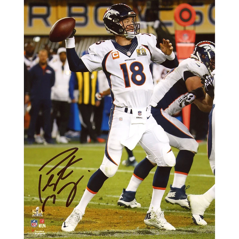 Peyton Manning Denver Broncos Autographed 8" x 10" Super Bowl 50 Champions Action Vertical Photograph