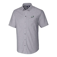 Men's Cutter & Buck Charcoal Philadelphia Eagles Stretch Oxford Short Sleeve Woven Button Down Shirt