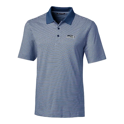 Men's Cutter & Buck Navy Seattle Seahawks Big & Tall Forge Tonal Stripe Polo