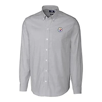 Men's Cutter & Buck Charcoal Pittsburgh Steelers Big & Tall Stretch Striped Oxford Long Sleeve Woven Button Down Shirt