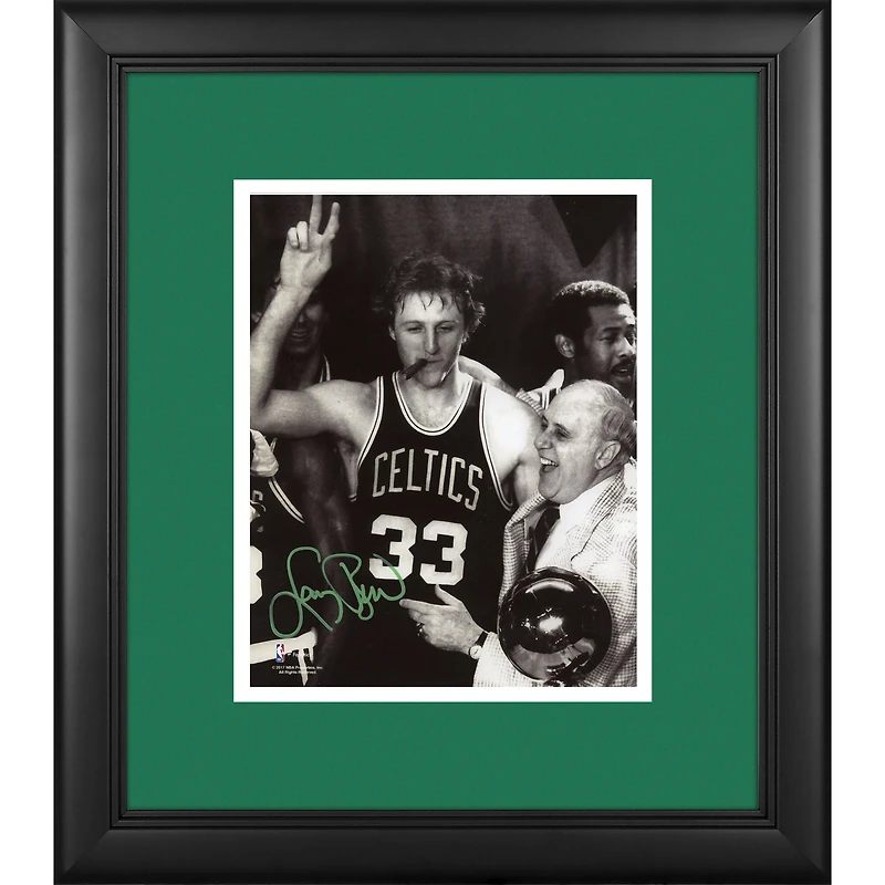 Larry Bird Boston Celtics Framed Autographed 8" x 10" Cigar Celebration with Red Photograph