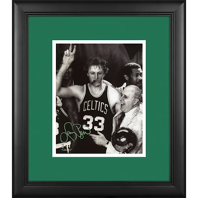 Larry Bird Boston Celtics Framed Autographed 8" x 10" Cigar Celebration with Red Photograph