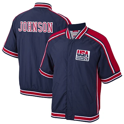 Men's Mitchell & Ness Magic Johnson Navy USA Basketball 1992 Dream Team Authentic Warm-Up Jacket
