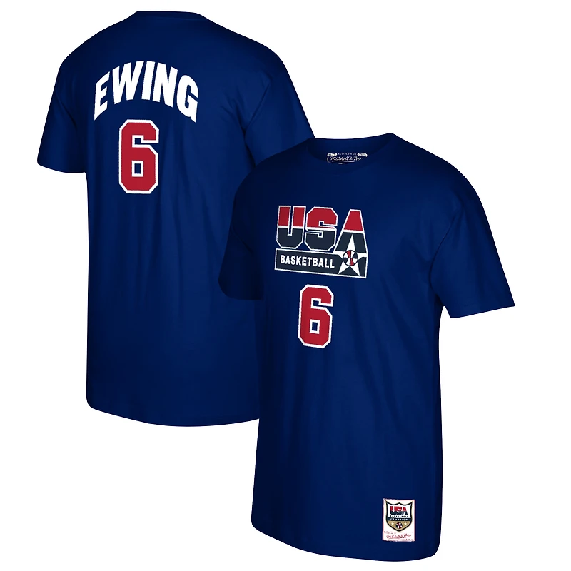 Men's Mitchell & Ness Patrick Ewing Navy USA Basketball 1992 Dream Team Name & Number T-Shirt