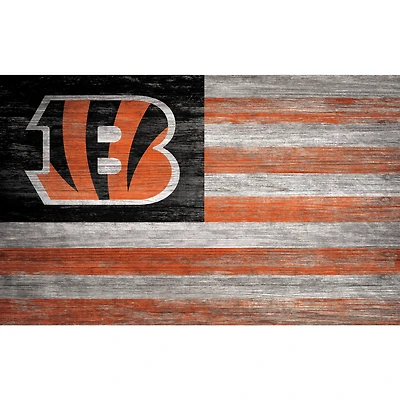 Cincinnati Bengals 11'' x 19'' Distressed Flag Sign