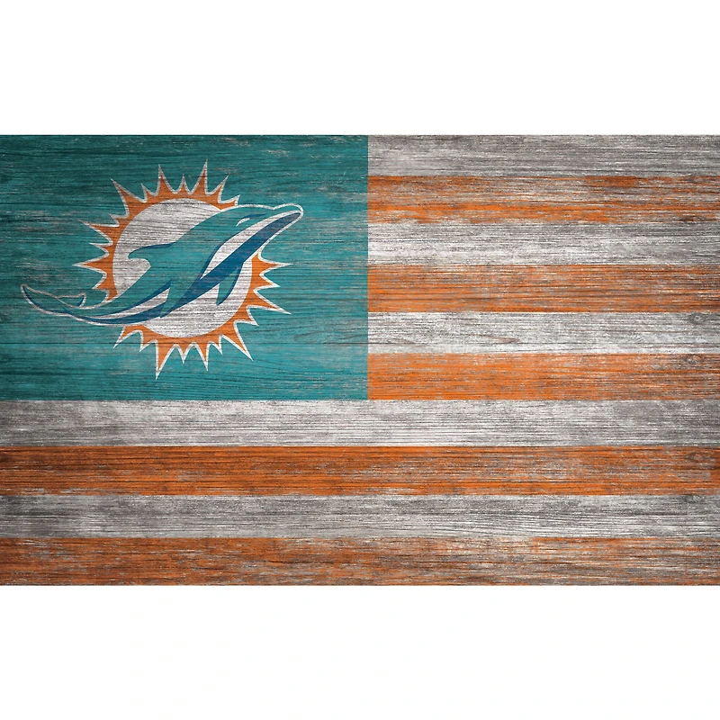 Miami Dolphins 11'' x 19'' Distressed Flag Sign