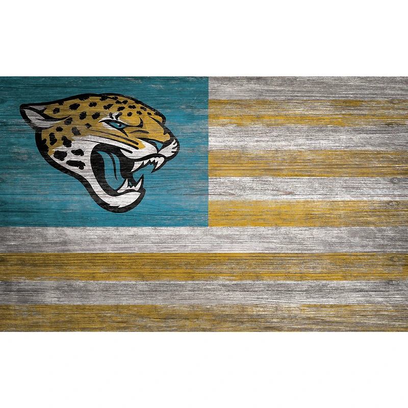 Jacksonville Jaguars 11'' x 19'' Distressed Flag Sign
