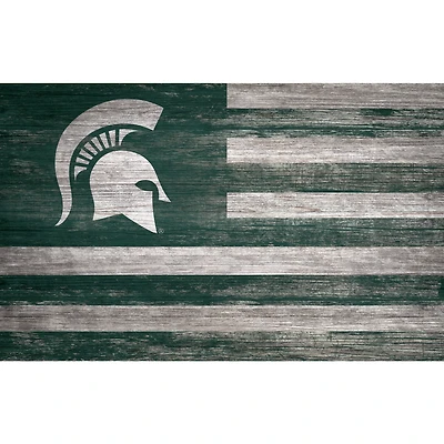 Michigan State Spartans 11'' x 19'' Distressed Flag Sign
