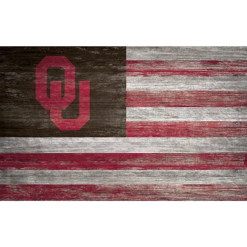 Oklahoma Sooners 11'' x 19'' Distressed Flag Sign