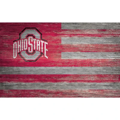 Ohio State Buckeyes 11'' x 19'' Distressed Flag Sign