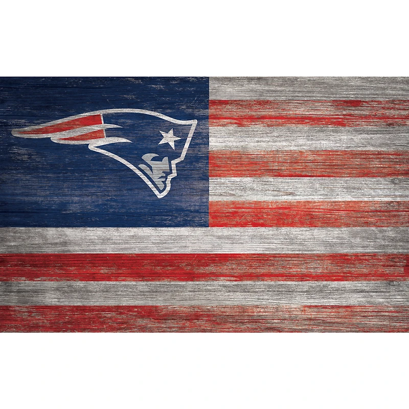 New England Patriots 11'' x 19'' Distressed Flag Sign