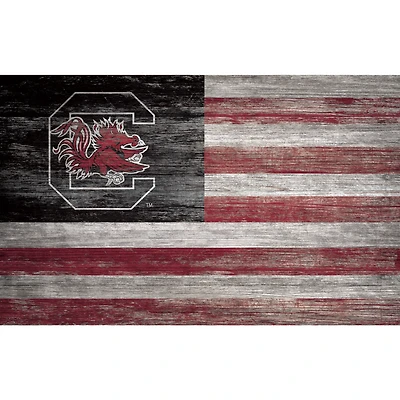 South Carolina Gamecocks 11'' x 19'' Distressed Flag Sign