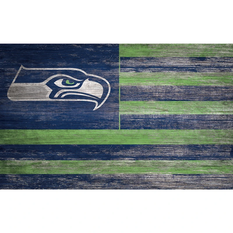 Seattle Seahawks 11'' x 19'' Distressed Flag Sign