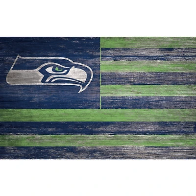 Seattle Seahawks 11'' x 19'' Distressed Flag Sign