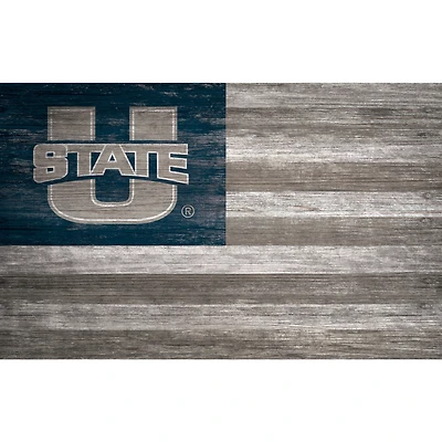 Utah State Aggies 11'' x 19'' Distressed Flag Sign