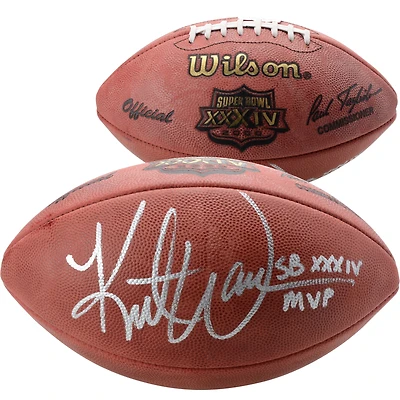 Kurt Warner St. Louis Rams Autographed Super Bowl XXXIV Football with "SB XXXIV MVP" Inscription
