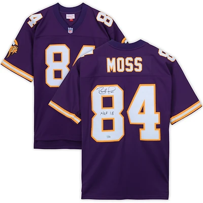 Randy Moss Minnesota Vikings Autographed Purple Mitchell & Ness Replica Jersey with "HOF 18" Inscription