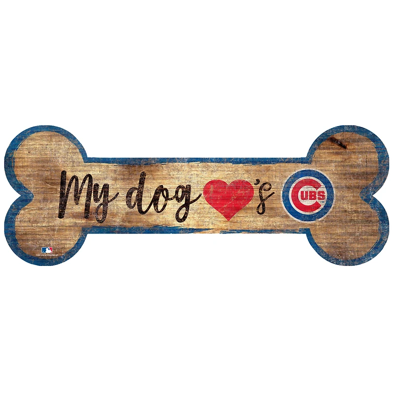 Chicago Cubs 6'' x 12'' Dog Bone Sign