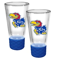 Kansas Jayhawks 2-Pack 4oz. Cheer Shot Set with Silicone Grip