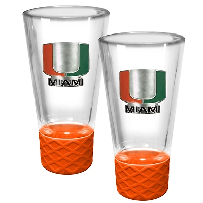 Miami Hurricanes 2-Pack 4oz. Cheer Shot Set with Silicone Grip