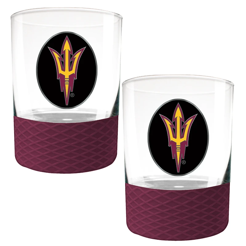 Arizona State Sun Devils 2-Pack 14oz. Rocks Glass Set with Silcone Grip