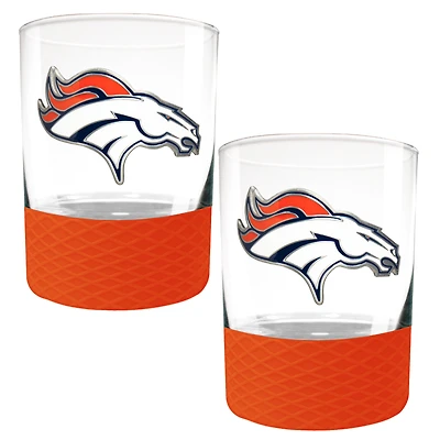 Denver Broncos 2-Pack 14oz. Rocks Glass Set with Silcone Grip