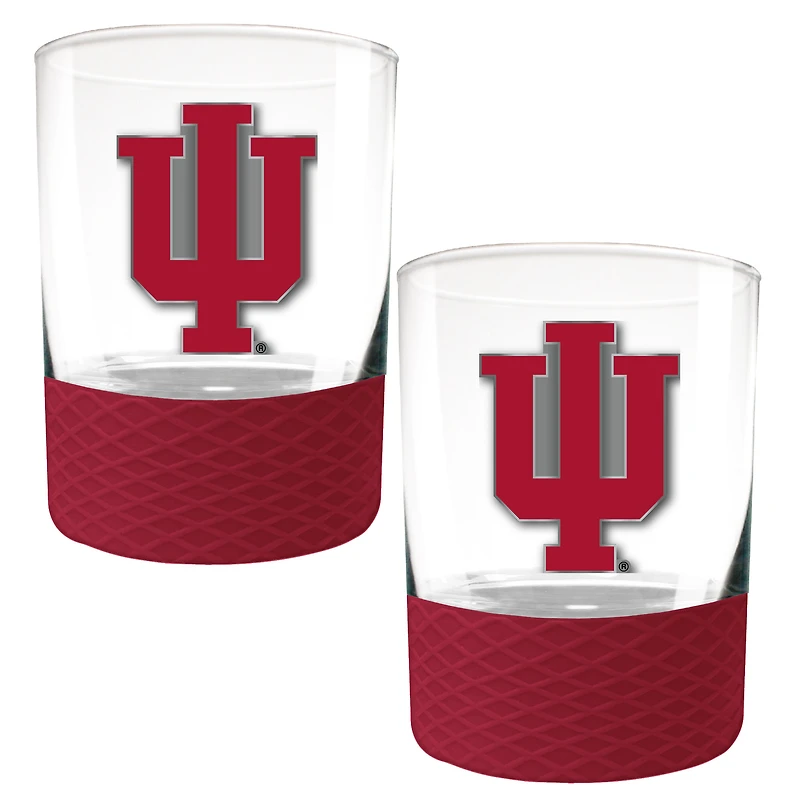 Indiana Hoosiers 2-Pack 14oz. Rocks Glass Set with Silcone Grip