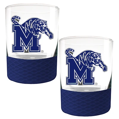 Memphis Tigers 2-Pack 14oz. Rocks Glass Set with Silcone Grip